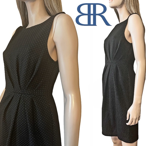 Banana Republic Sheath Dress Draped Pleated Detail MIcro Polka Dot Stretch - Picture 1 of 14